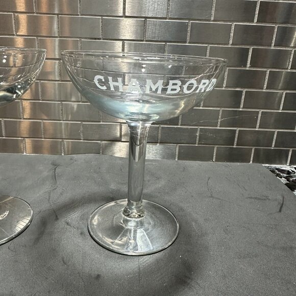 Vintage Chambord Coupe Cocktail Glasses Set Of 2 Etched Stemmed Barware - Picture 2 of 7